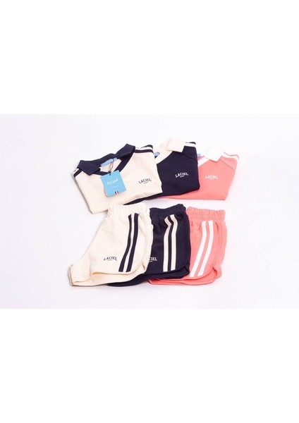 Erkek Çocuk Polo Yaka 2’li Spor Takım – Krem & Lacivert Çizgili Şortlu Set (2/3 - 6/7 Yaş) fiyatları