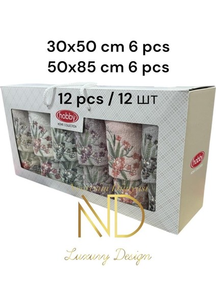 6'50X85CM 6'30X50 12'li Nakışlı Havlu Lily
