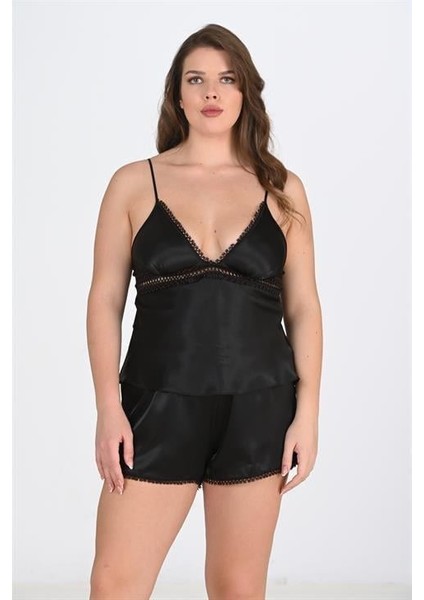 Aria's Closet Büyük Beden Siyah Şort Takımı