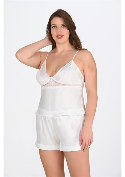 Aria's Closet Büyük Beden Ekru Şort Takımı