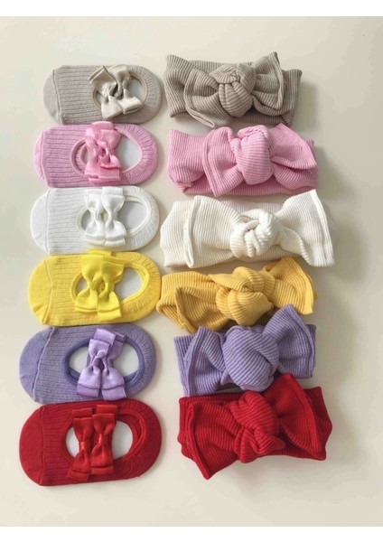 Kız Çocuk Bebek Bandana ve Babet Çorap Seti