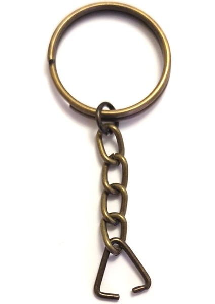 Anahtarlık Halkası, Halka + Zincir + Üçgen, 24MM, Antik, 1 Adet