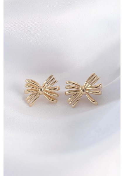 Pirinç Gold Renk Fiyonk Küpe - TJ-BKP8930