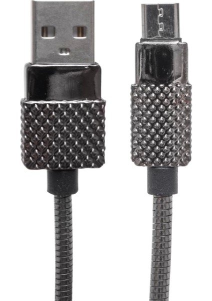3 Amper Metal Yaylı Mıcro USB Data ve Şarj Kablosu 1 Metre (4887)