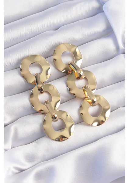 Pirinç Gold Renk Oval Ayna Model Sallantılı Küpe - TJ-BKP9250