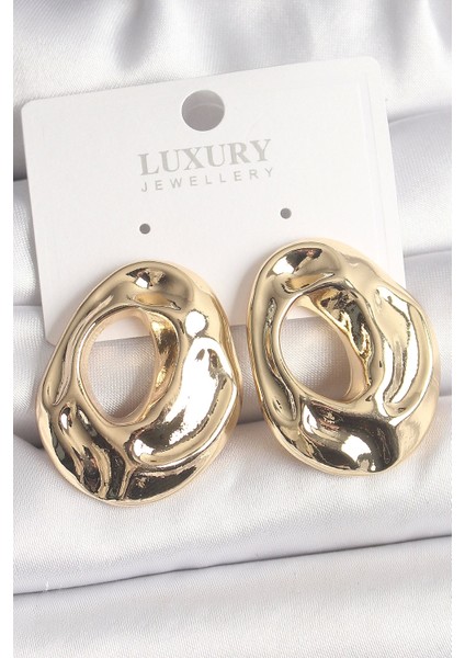 Pirinç Gold Renk Kemik Halka Model Kadın Küpe - TJ-BKP10043