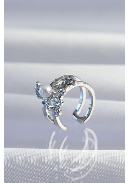 Pirinç Gümüş Renk Incili Ahtapot Earcuff Küpe - TJ-BKP9332 fiyatları