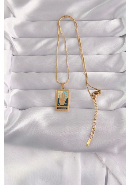 316L Çelik Gold Renk Karışık Mineli El Figür Tarot Kolye - TJ-BKO9035