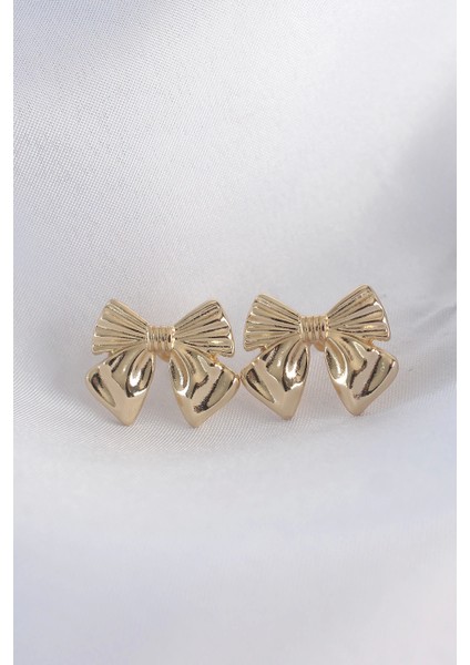 Pirinç Gold Renk Fiyonk Küpe - TJ-BKP8942