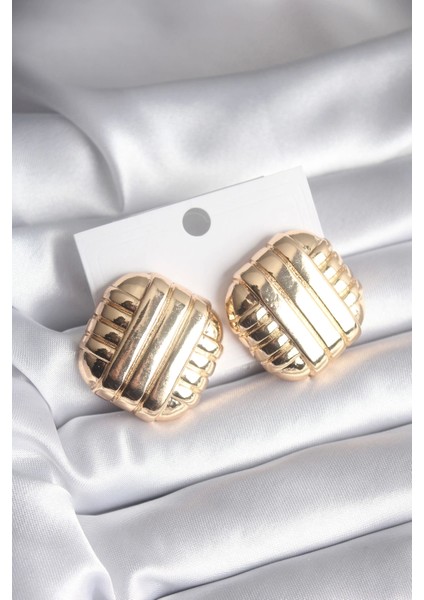 Pirinç Gold Renk Işleme Detay Kadın Küpe - TJ-BKP8403