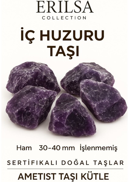 Sertifikalı Ham Işlenmemiş Koyu Ametist Taşı Kütle – El Taşı - Derin Arınma Spiritüel Güç Kaynağı