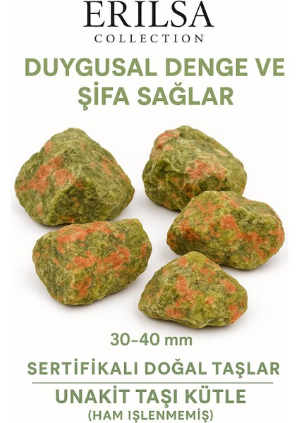 Sertifikalı Işlenmemiş Unakit Taşı Kütle El Taşı Kalp Şifası Duygusal Yenilenmenin Doğal Kaynağı