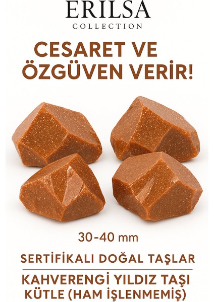 Sertifikalı Ham Işlenmemiş Kahverengi Yıldız Taşı Kütle – El Taşı Odaklanma Kararlılık Parlayan Güç