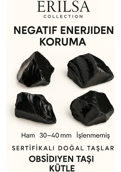 Sertifikalı Ham Siyah Obsidyen Taşı Kütle – El Taşı Negatif Enerji Kalkanı Derin Arınma Gücü