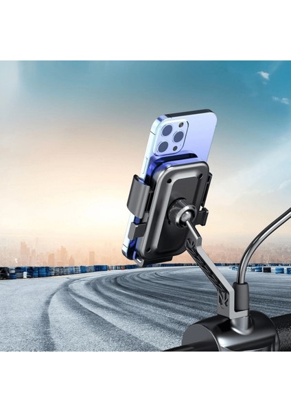 Motor,motosiklet,bisiklet ,scooter Için 360 Derece Dönebilen Dikiz Aynası Versiyonu Telefon Tutucu Aparat ( Lisinya )