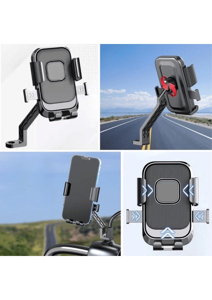 Motor,motosiklet,bisiklet ,scooter Için 360 Derece Dönebilen Dikiz Aynası Versiyonu Telefon Tutucu Aparat ( Lisinya )