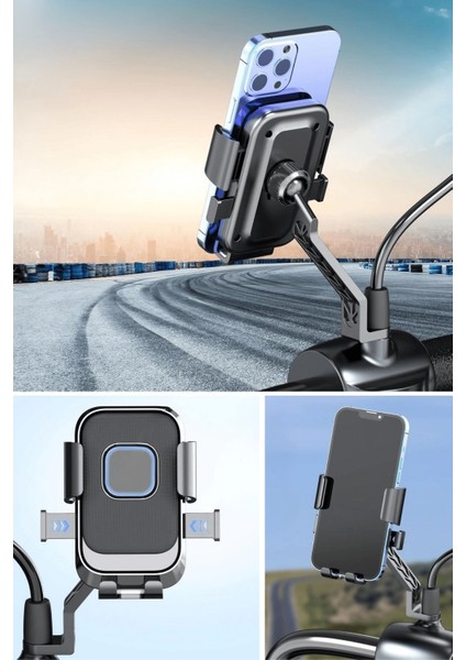 Motor,motosiklet,bisiklet ,scooter Için 360 Derece Dönebilen Dikiz Aynası Versiyonu Telefon Tutucu Aparat ( Lisinya )