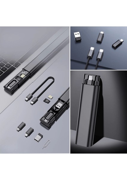 Cep Tipi 60W Bas Aç Type-C,iPhone Şarj,micro USB Hızlı Şarj Data Kablo Seti ( Lisinya )
