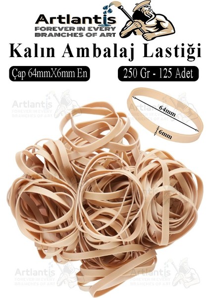 Kalın Ambalaj Lastiği 250 gr 125 Li 1 Paket %100 Kauçuk 64X6MM Geniş Büyük Paket Lastik Kasa Poşet Taşıma Lastiği