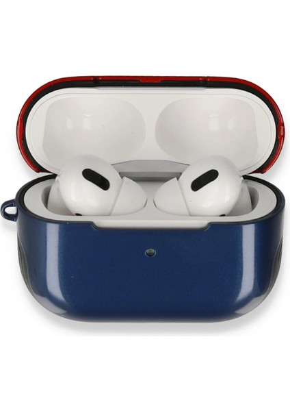 Apple AirPods Pro (1.nesil) 3in1 Kılıf - Lacivert-Kırmızı Yktsn