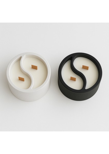 Yin Yang Model, Vanilya Kokulu Mum, Dekoratif Beton Mum