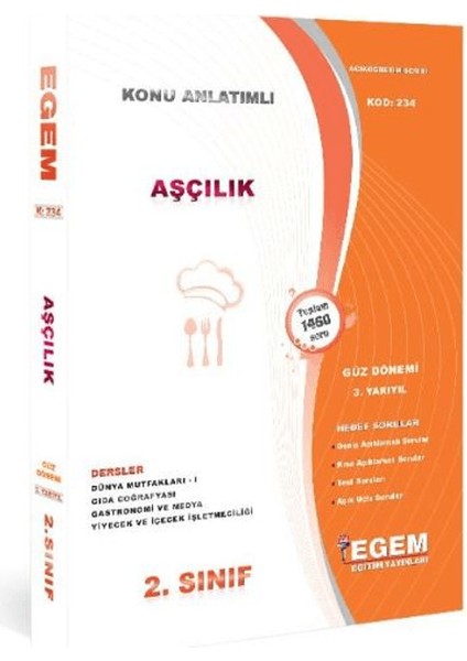 2. Sınıf Aşçılık Güz Dönemi 3. Yarıyıl Tüm Dersler Konu Anlatımlı Soru Bankası (234)