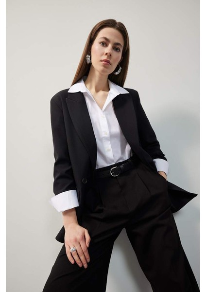 Yeni Sezon Oversize Geniş Kalıp Düğmeli Basic Düz Blazer Ceket modelleri