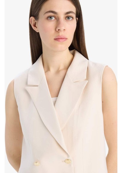 Yeni Sezon Regular Fit Ceket Yaka Tensel Blazer Yelek