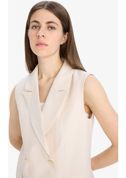 Yeni Sezon Regular Fit Ceket Yaka Tensel Blazer Yelek