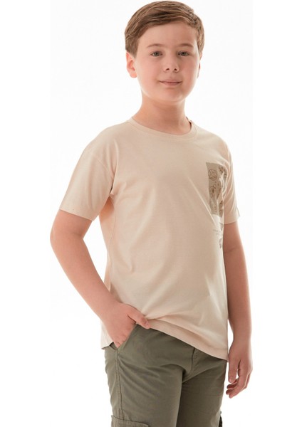 %100 Pamuk Uzay Baskılı Erkek Çocuk Tişört