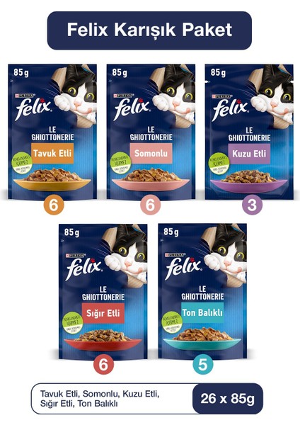Felıx Pouch Karışık Kedi Yaş Mama 85 gr (26'lı)