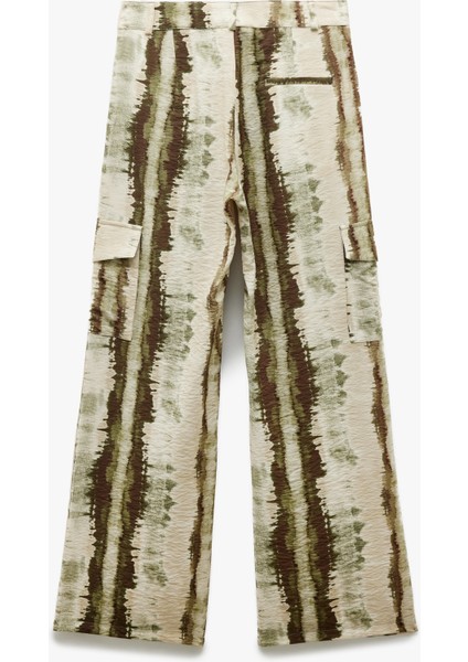 Yeni Sezon Viskon Kargo Cepli Batik Desenli Geniş Paça Pantolon fırsatları