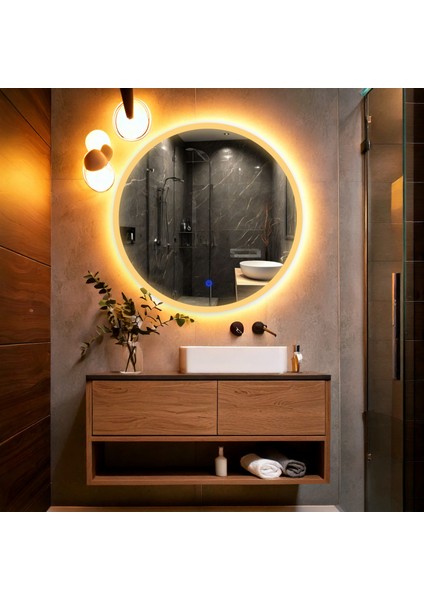 Orbit Amber Led'li Lazer Kumlamalı Lavabo & Banyo Aynası (Dokunmatik Sensörlü)