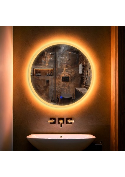 Orbit Amber Led'li Lazer Kumlamalı Lavabo & Banyo Aynası (Dokunmatik Sensörlü)