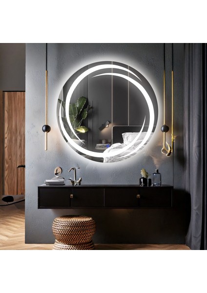 Flux Beyaz Led'li Lazer Kumlamalı Lavabo & Banyo Aynası (Dokunmatik Sensörlü)