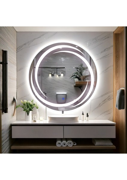Flux Beyaz Led'li Lazer Kumlamalı Lavabo & Banyo Aynası (Dokunmatik Sensörlü) fiyatları