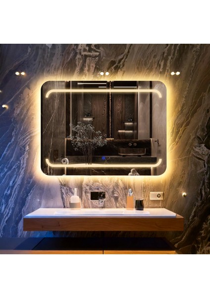 Recta Günışığı Led'li Lazer Kumlamalı Lavabo & Banyo Aynası (Dokunmatik Sensörlü)