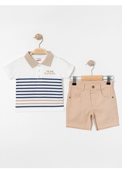 Erkek Bebek Şortlu Takım 9-24 Ay Bej