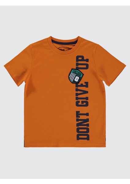 Erkek Çocuk Tişört 6-9 Yaş Koyu Oranj