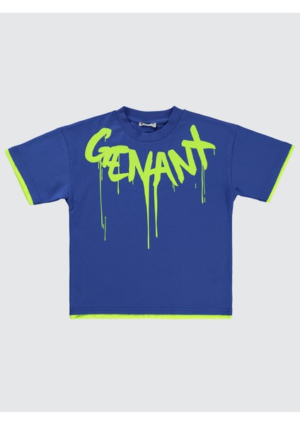 Erkek Çocuk Tişört 10-13 Yaş Saks Mavisi