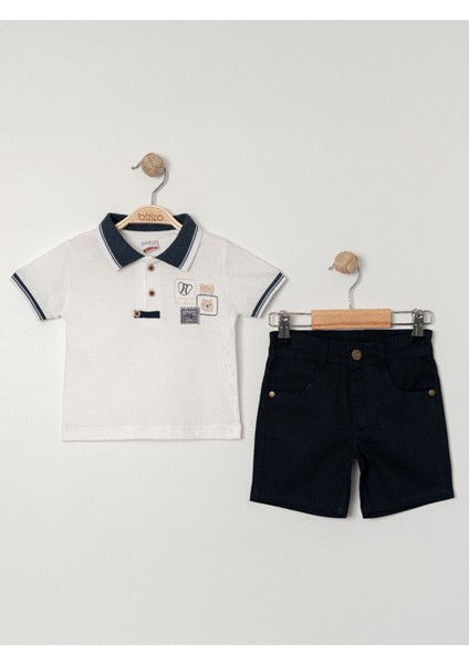Erkek Bebek Şortlu Takım 9-24 Ay Ekru