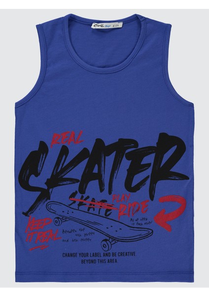 Erkek Çocuk Tişört 6-9 Yaş Saks Mavisi