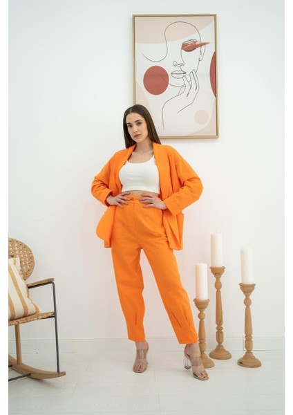 Oranj Ceket ve Pantolon Takım
