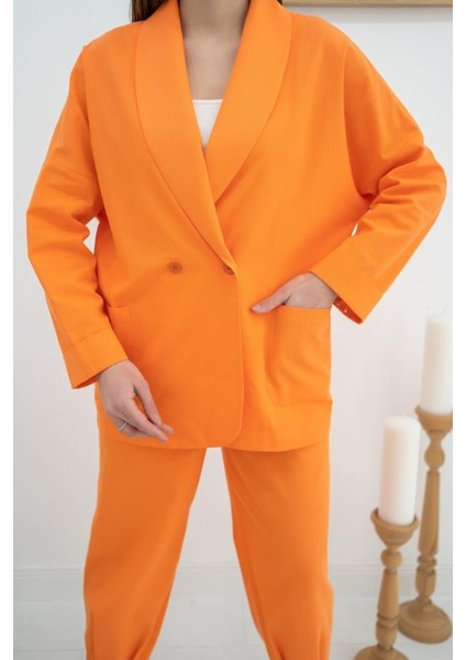 Oranj Ceket ve Pantolon Takım