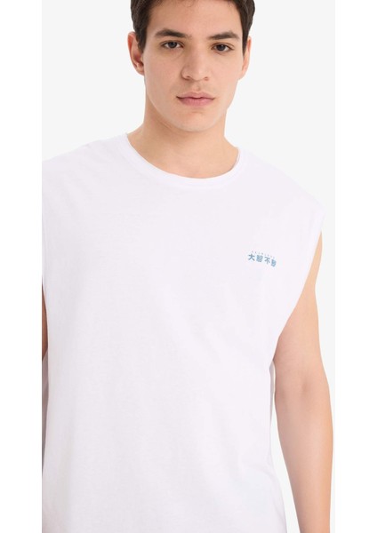 %100 Pamuk Boxy Fit Bisiklet Yaka Sırt Baskılı Atlet E3221AX25HS indirimleri