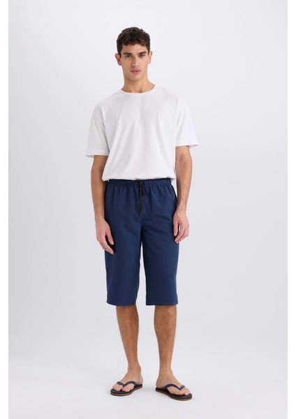 Long Fit File Astarlı Uzun Boy Kargo Cep Deniz Şortu E0905AX25HS