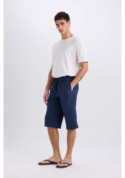 Long Fit File Astarlı Uzun Boy Kargo Cep Deniz Şortu E0905AX25HS