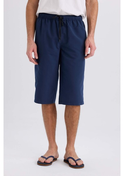 Long Fit File Astarlı Uzun Boy Kargo Cep Deniz Şortu E0905AX25HS