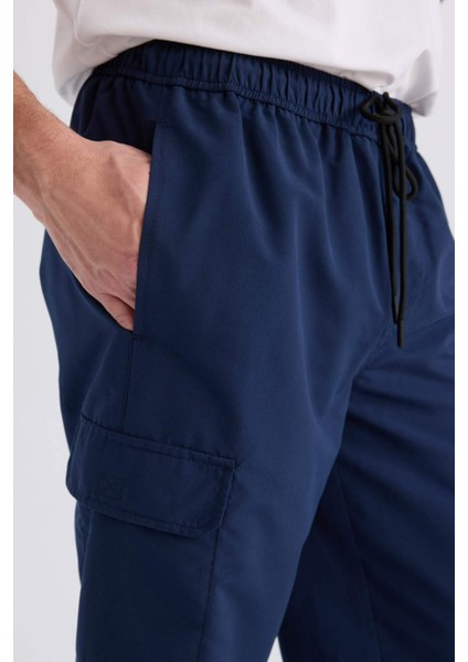 Long Fit File Astarlı Uzun Boy Kargo Cep Deniz Şortu E0905AX25HS