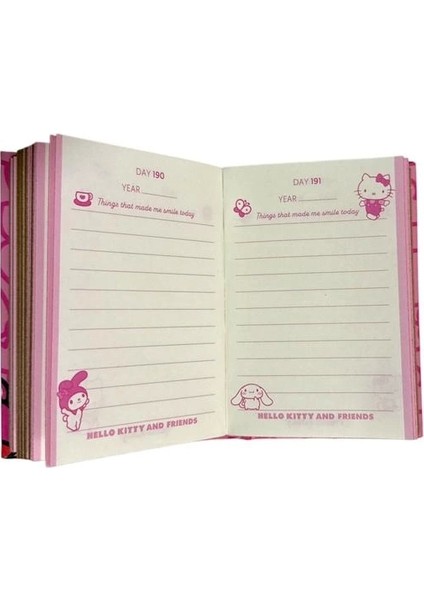 Vıctorıa's Journals 525-1989 Hello Kıtty And Frıedns A7 Sert Kapak Günlük Ajanda 80 Gr. 368 Sayfa - Pembe